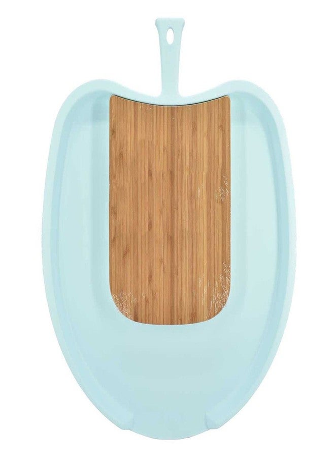 SaSaSa Wooden with Plastic Chopping Board for Kitchen | Durable Cutting Board with Segment for Chop and Drop | Multi-Purpose Vegetable, Meat & Fruit Prep Board, Light Sky Blue (619) - Image 2